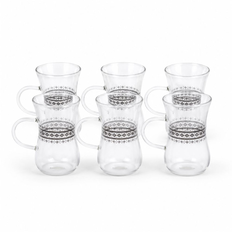 Superior 6PCS GLASS CUP SET 200ML – Transparent Premium Quality (9 x 6 cm)