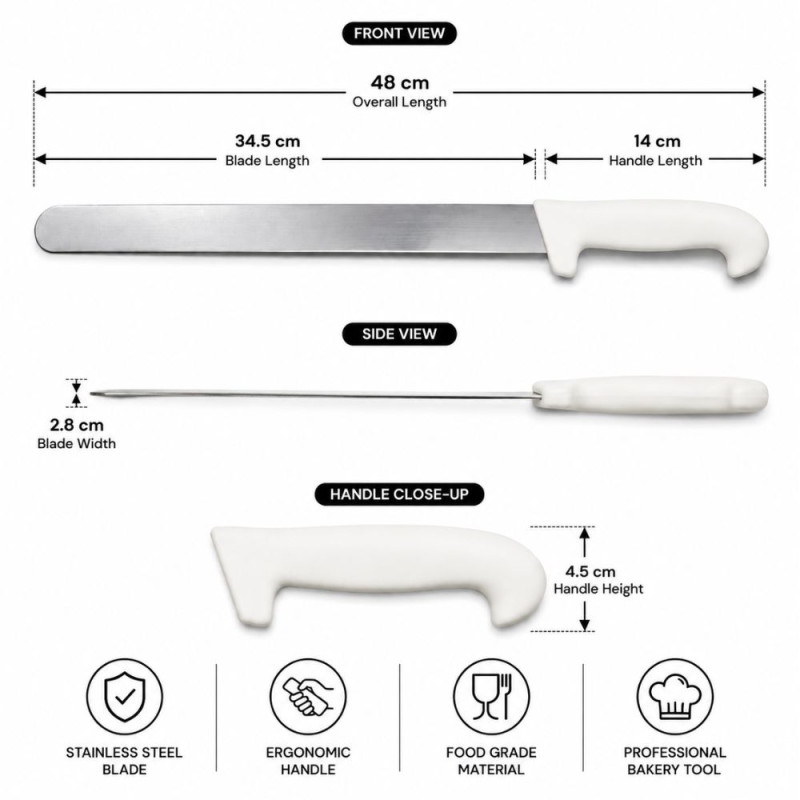 Premium Long Knife – Silver White Premium Quality (48 x 4.5 cm)