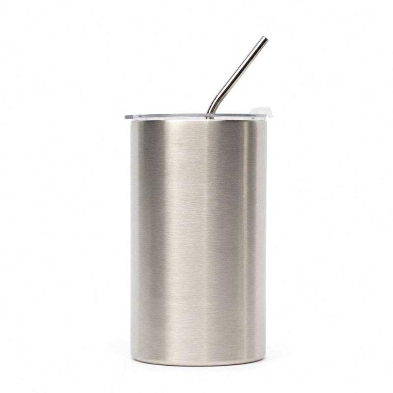 Professional Silver Straight Stainless Steel Tumbler – Minimalist Drinkware (13.5cm)