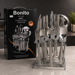 Elegant Bonito Stainless Steel Tableware – Silver (Set of 4)