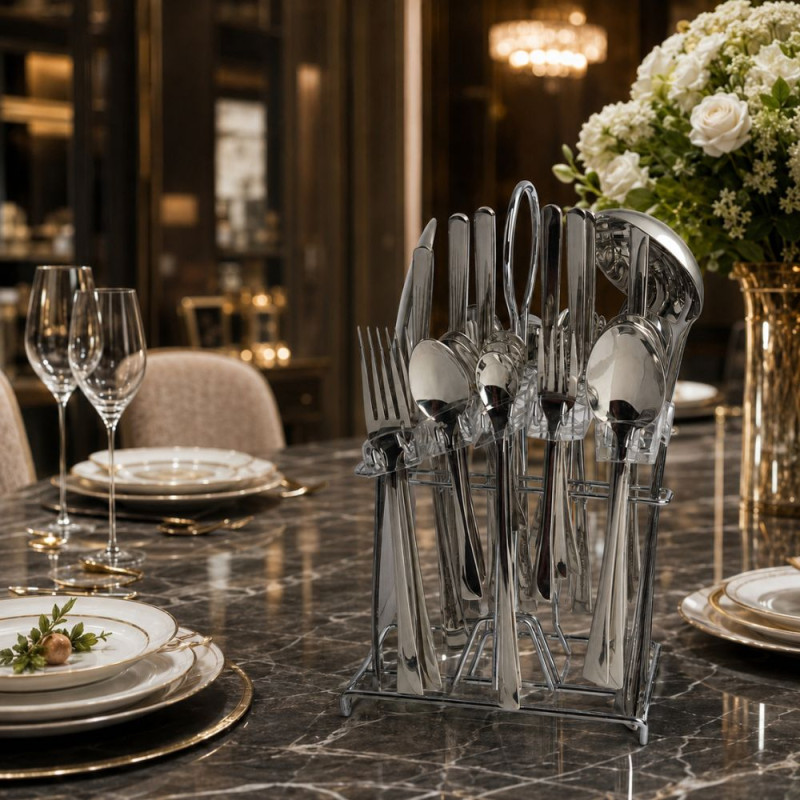 Elegant Bonito Stainless Steel Tableware – Silver (Set of 4)