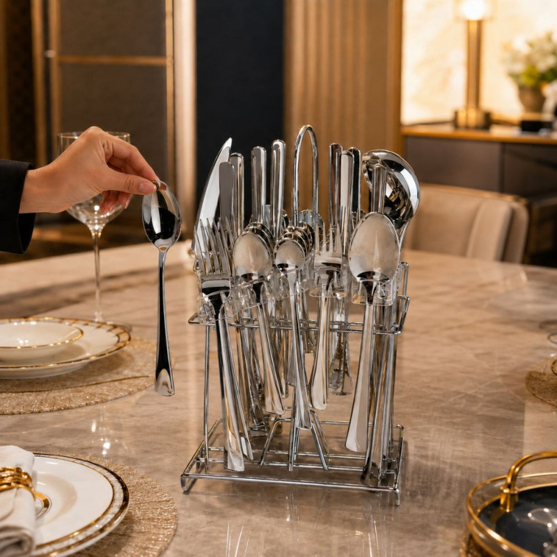 Elegant Bonito Stainless Steel Tableware – Silver (Set of 4)