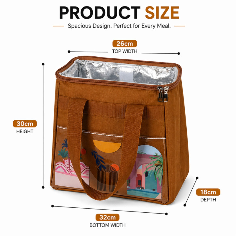 Insulated Medium Thermal Lunch Bag – Classic Earthy Brown