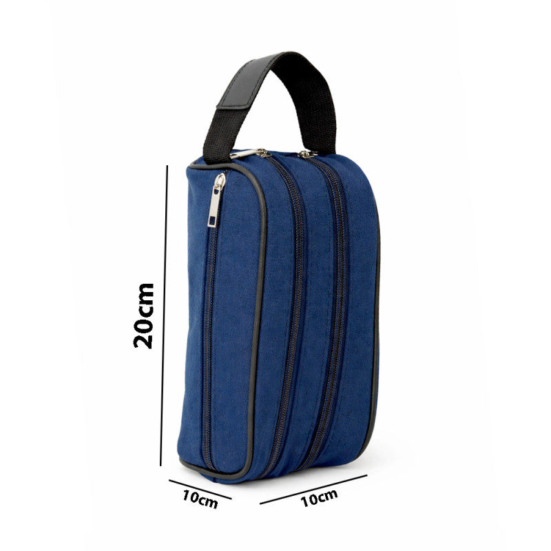 Men’s Personalized Travel Toiletry Kit & Shaving Organizer – Navy Blue (20cm)