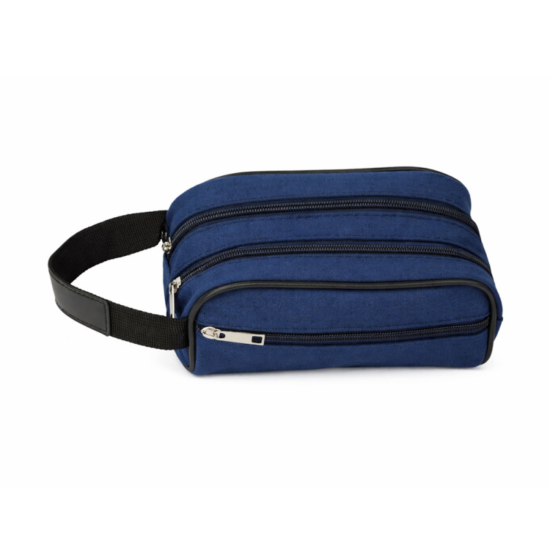 Men’s Personalized Travel Toiletry Kit & Shaving Organizer – Navy Blue (20cm)