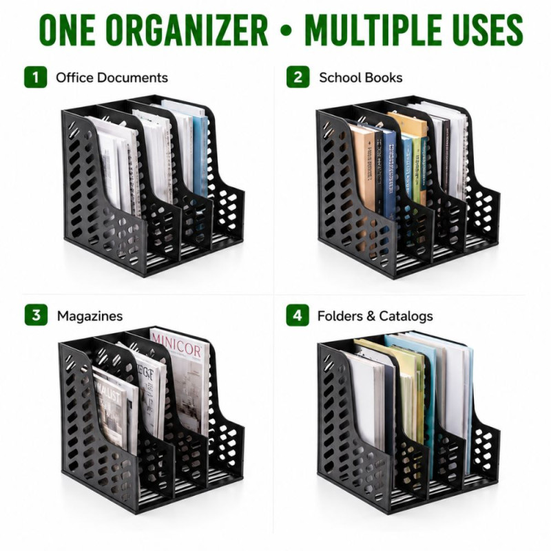 Sturdy Build Document Storage Basket Designed for Organization & Professional Use – Black (H-31, W-26, L-32 CM)