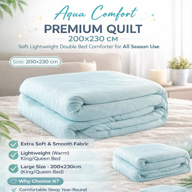 Phyliskama Lightweight Soft-Touch Cooling Blanket for Summer & Air-Conditioned Rooms – 200 x 230cm – Aqua
