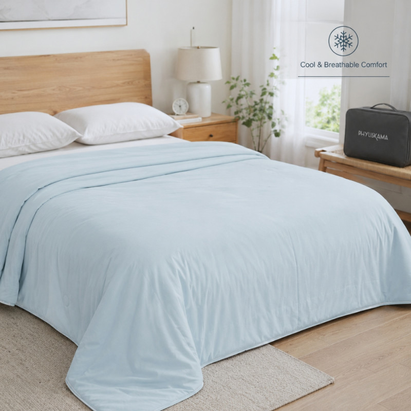 Phyliskama Lightweight Soft-Touch Cooling Blanket for Summer & Air-Conditioned Rooms – 200 x 230cm – Aqua