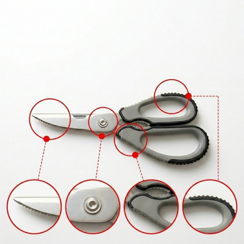 Multi-Purpose Kitchen Scissors – Black (Silver)