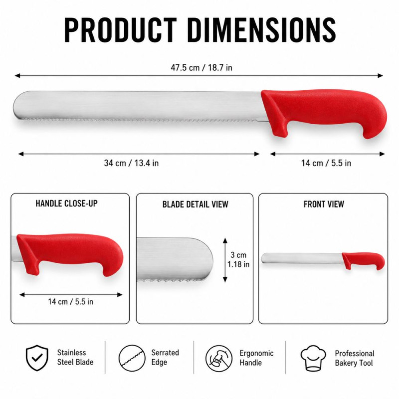 Essential LONG KNIFE – Silver Rad Premium Quality (47.5 x 3 cm)