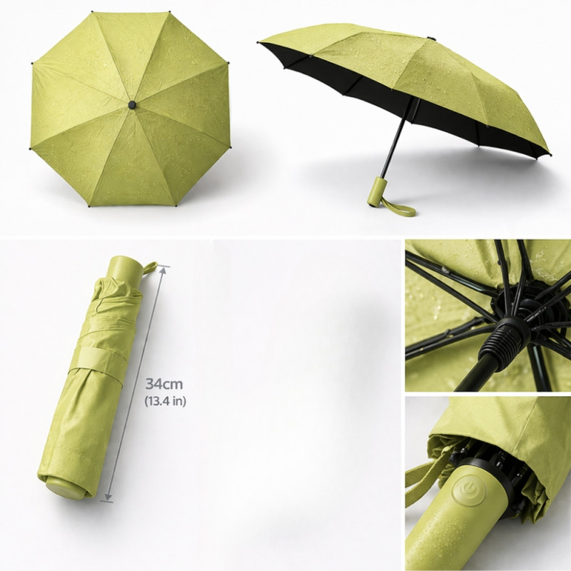 Compact Travel Folding Portable Umbrella – Olive Green (100x64cm)