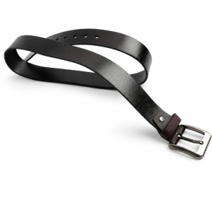 Elegant Black Leather Belt with Buckle