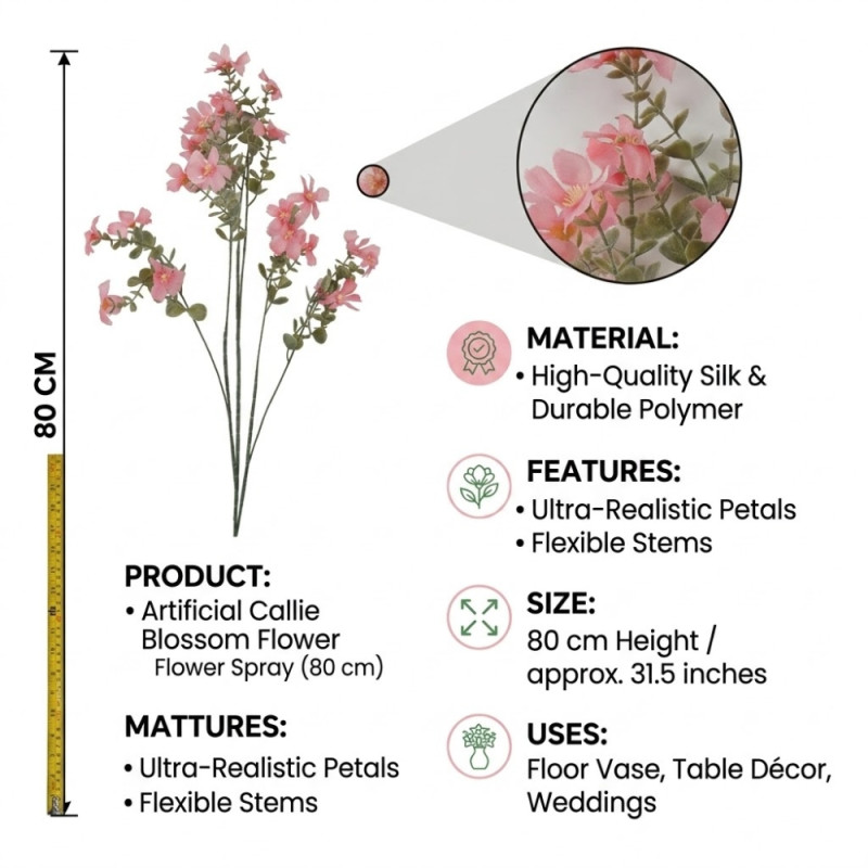 Deluxe Find Artificial Cherry Blossom Spray Designed for Home Décor & Event Styling – Pink (H-80)