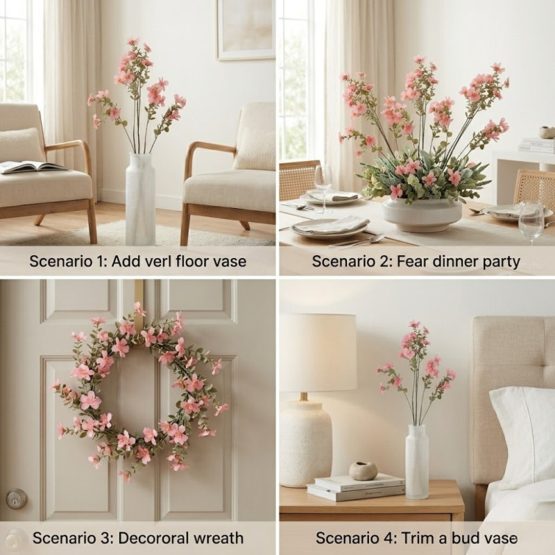 Deluxe Find Artificial Cherry Blossom Spray Designed for Home Décor & Event Styling – Pink (H-80)