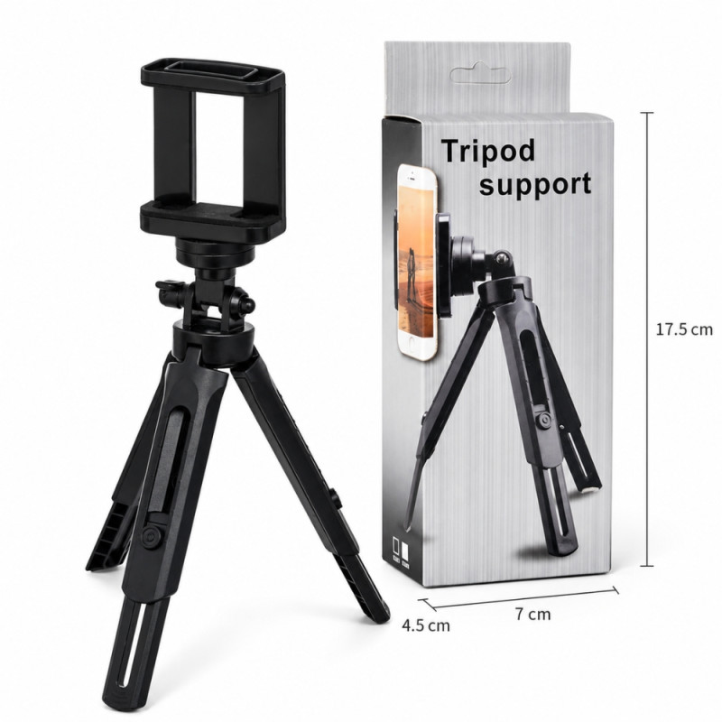 Bright Find Mobile Tripod Designed for Hands-Free Convenience & Safety – Black (H-17cm)