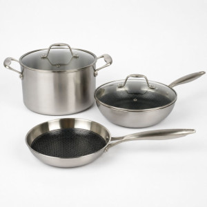 Elegant/Modern Stainless Steel Cookware Set – Silver (4-piece)