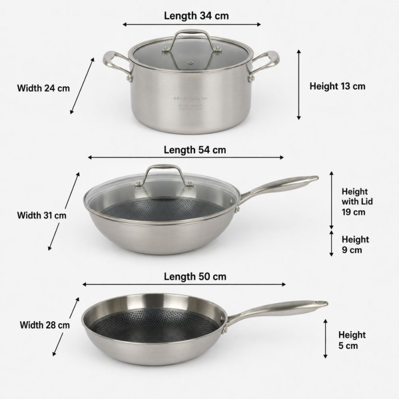 Elegant/Modern Stainless Steel Cookware Set – Silver (4-piece)
