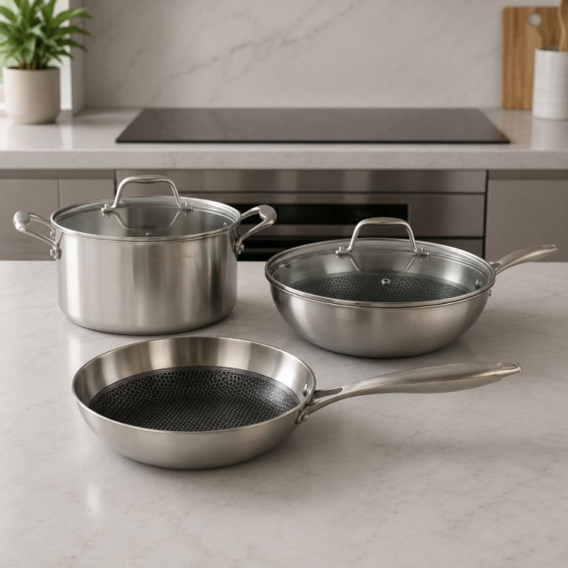 Elegant/Modern Stainless Steel Cookware Set – Silver (4-piece)