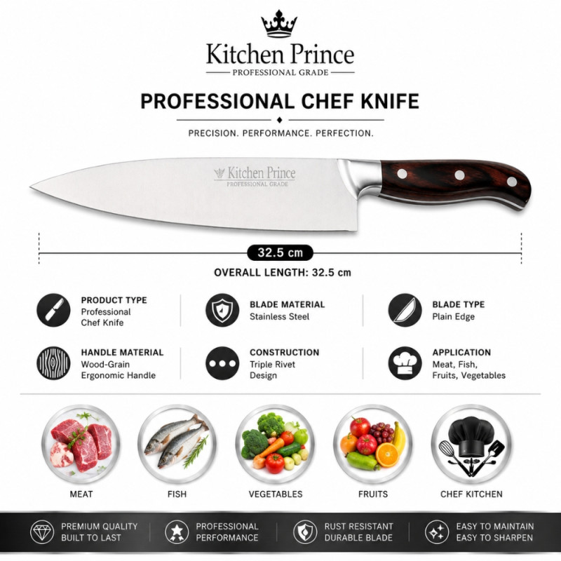 Elegant Knife – Black Premium Quality (34cm)