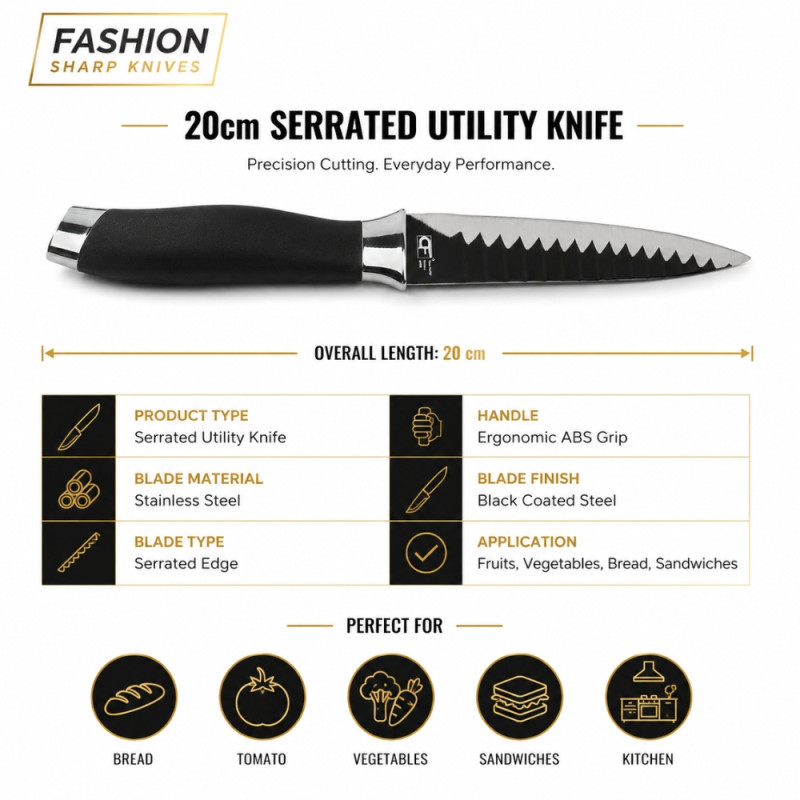 Superior Knife – Black Premium Quality (20cm)
