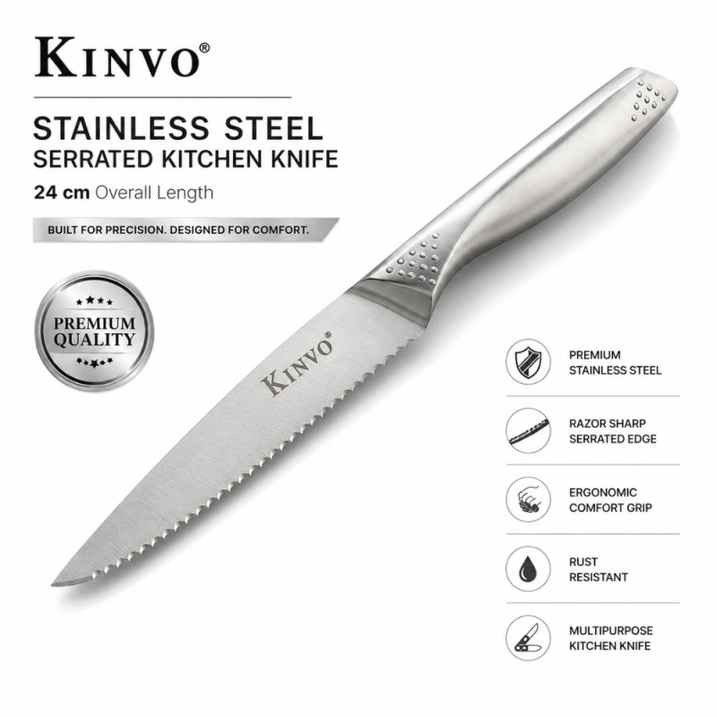 Superior Touch Kitchen Knife Designed for Precision Cutting &amp; Crafting – Silver (W-24cm)