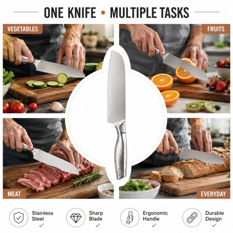 Essential Knife – Silver Premium Quality (22 x 2.3 cm)