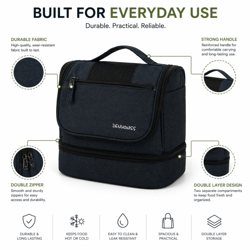 Compact Hanging Travel Toiletry Bag – Stealth Black (22cm)