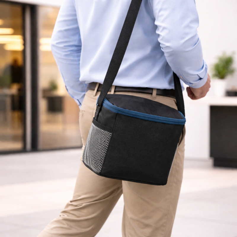 Insulated Portable Thermal Lunch Bag With Adjustable Shoulder Strap Black