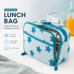 Kids' Classic Star-Print Lunch Bag – Blue & Light Blue (25cm)