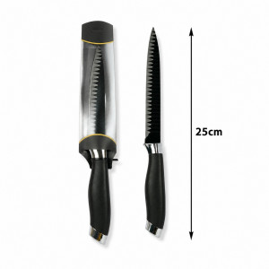 Lustrous Comfort Kitchen Knife Designed for Everyday Cooking &amp; Kitchen Excellence – Black (H-25cm)