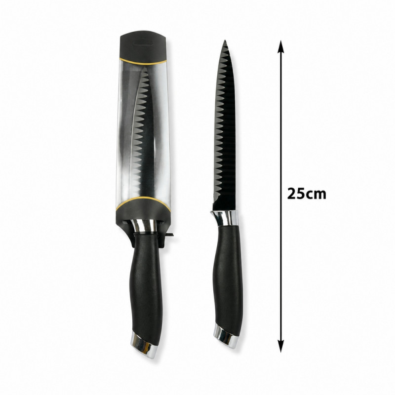 Lustrous Comfort Kitchen Knife Designed for Everyday Cooking &amp; Kitchen Excellence – Black (H-25cm)