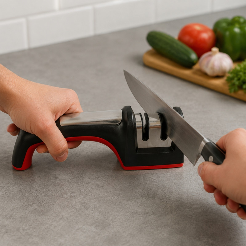 Lustrous Bliss Knife Sharpener Designed for Everyday Cooking &amp; Kitchen Excellence – Black (W-20cm)