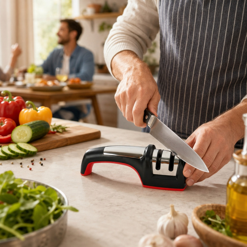 Lustrous Bliss Knife Sharpener Designed for Everyday Cooking &amp; Kitchen Excellence – Black (W-20cm)