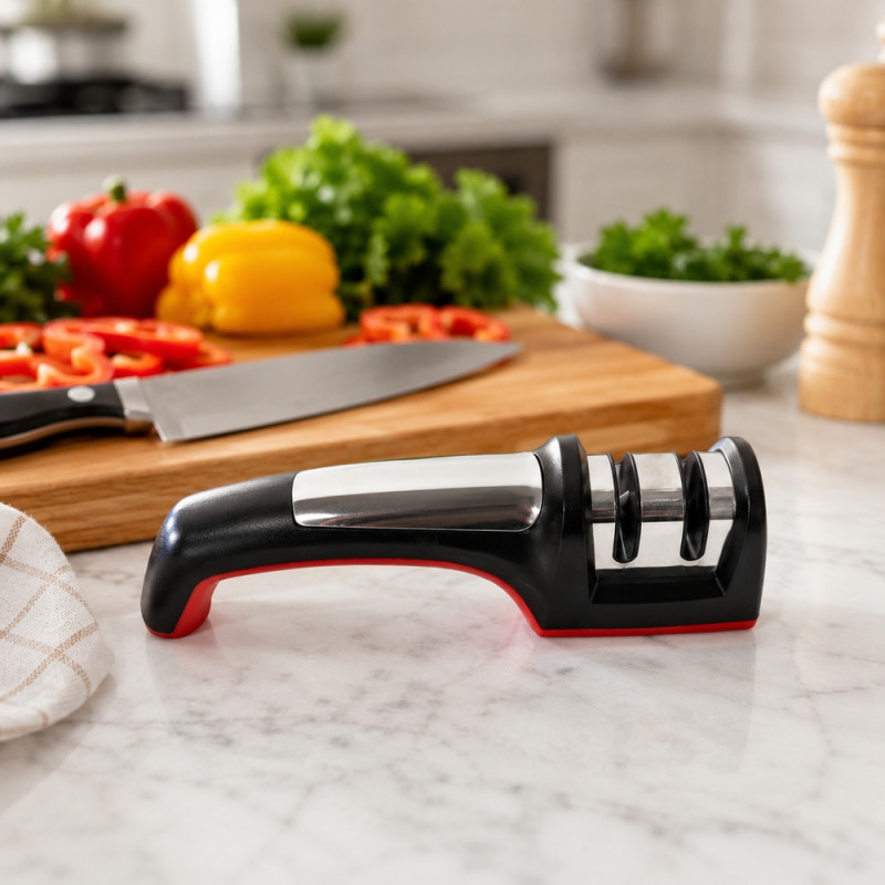 Lustrous Bliss Knife Sharpener Designed for Everyday Cooking &amp; Kitchen Excellence – Black (W-20cm)