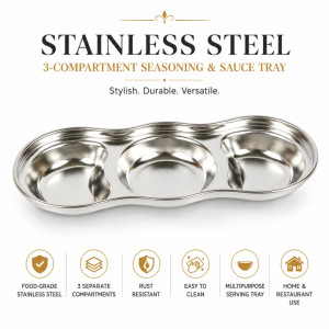 Elegant Touch Seasoning Pan Designed for Everyday Cooking &amp; Kitchen Excellence – Silver (H-8.5cm X W-20cm)