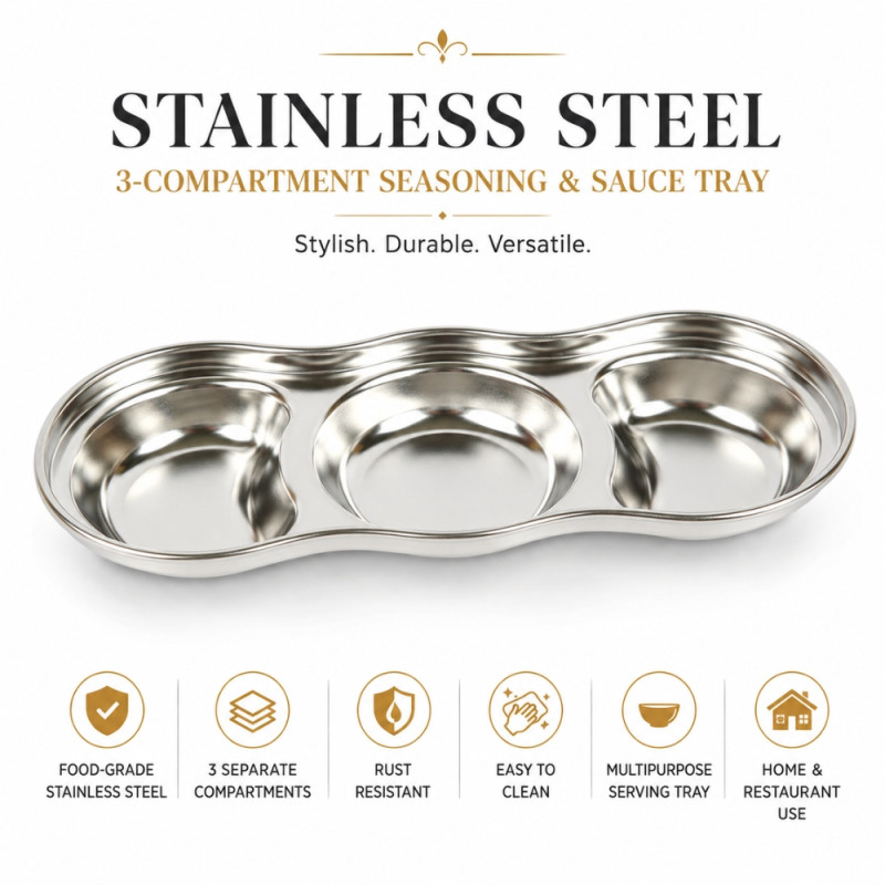 Elegant Touch Seasoning Pan Designed for Everyday Cooking &amp; Kitchen Excellence – Silver (H-8.5cm X W-20cm)