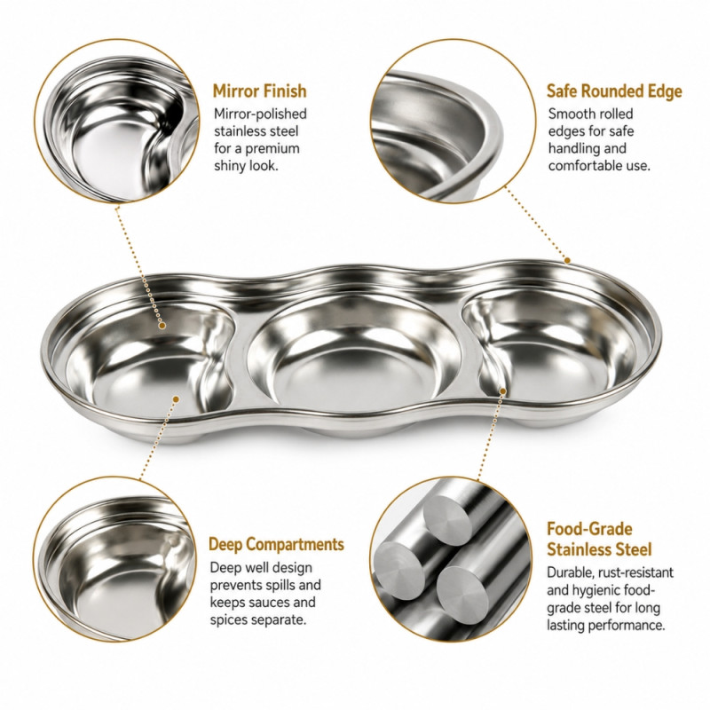 Elegant Touch Seasoning Pan Designed for Everyday Cooking &amp; Kitchen Excellence – Silver (H-8.5cm X W-20cm)