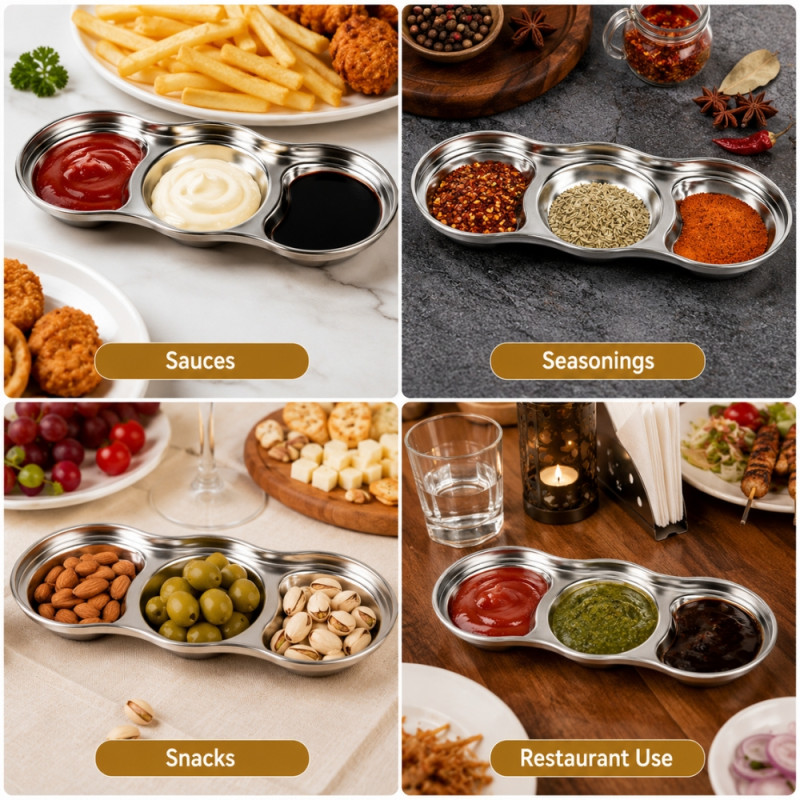Elegant Touch Seasoning Pan Designed for Everyday Cooking &amp; Kitchen Excellence – Silver (H-8.5cm X W-20cm)
