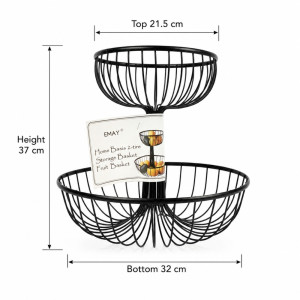 Trusted Ease Fruit Basket Designed for Fresh Storage &amp; Kitchen Display – Black (H-37cm X W-32cm)