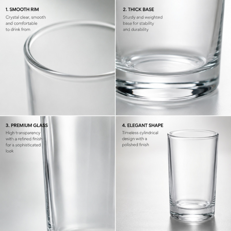 Premium Ultra-Durable Tall Drinking Glasses with Heavy Base Design - Clear, 10.5 x 6.5cm