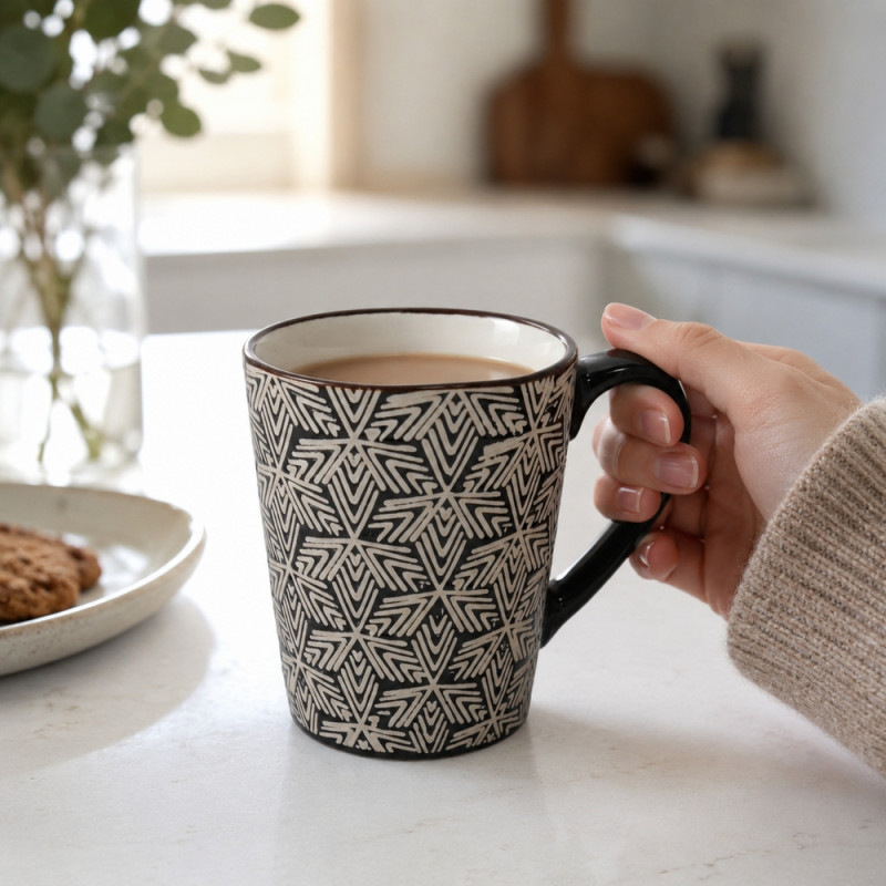 Printed Ceramic Mug – Black (White)