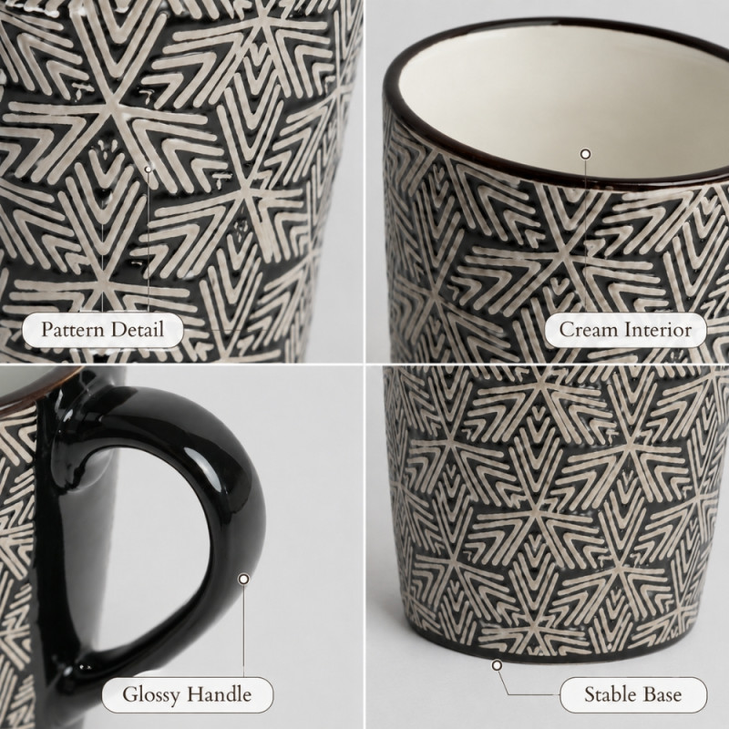 Printed Ceramic Mug – Black (White)