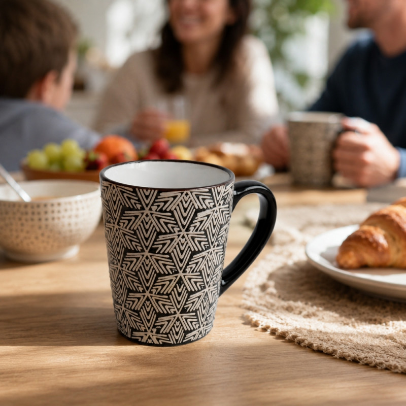 Printed Ceramic Mug – Black (White)