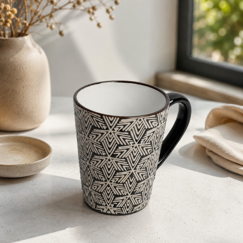 Printed Ceramic Mug – Black (White)