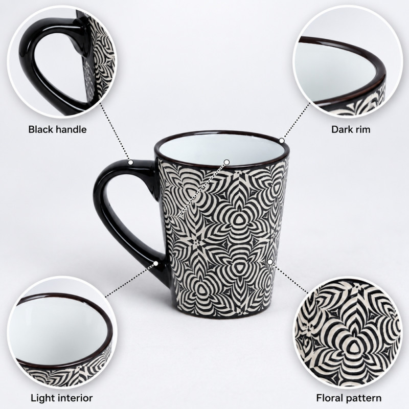 Printed Ceramic Mug – Black (H-10cm X W-8.5cm)