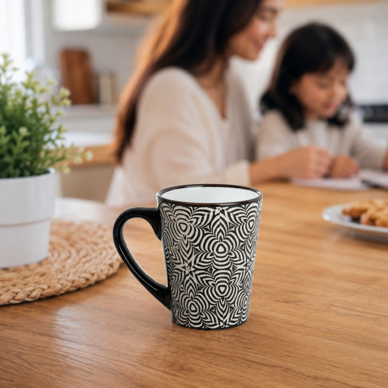 Printed Ceramic Mug – Black (H-10cm X W-8.5cm)