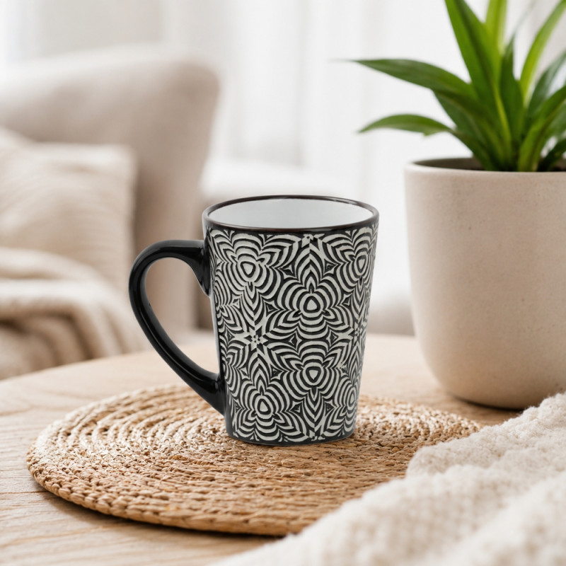 Printed Ceramic Mug – Black (H-10cm X W-8.5cm)
