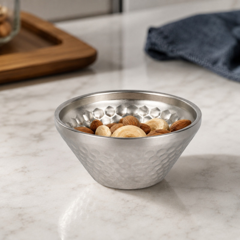 Elite Glow Serving Bowl Designed for Everyday Cooking &amp; Kitchen Excellence – Silver (W-13cm)