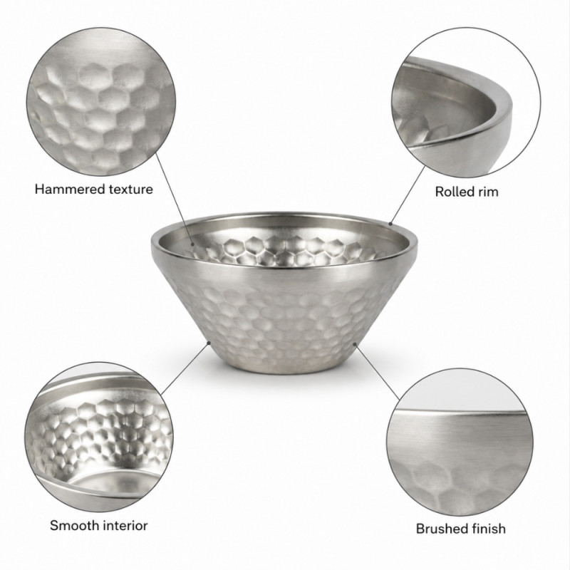 Elite Glow Serving Bowl Designed for Everyday Cooking &amp; Kitchen Excellence – Silver (W-13cm)