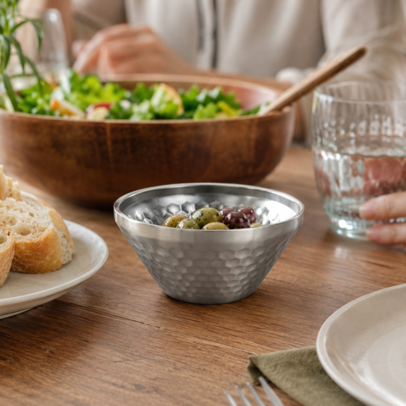 Elite Glow Serving Bowl Designed for Everyday Cooking &amp; Kitchen Excellence – Silver (W-13cm)